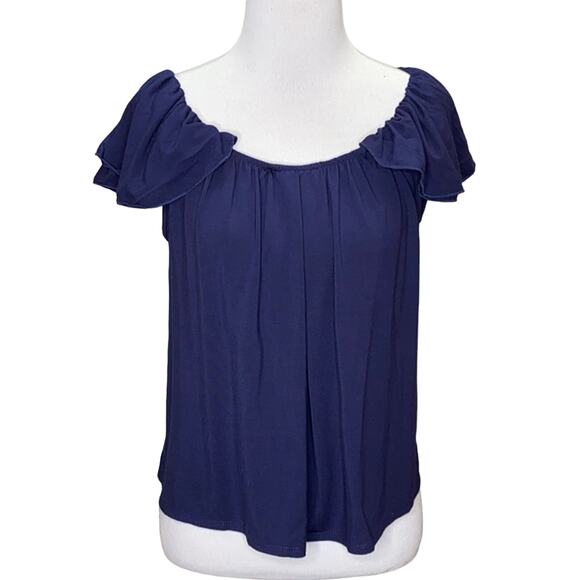 Naked Princess Amanda Tulip Sleeve Top Navy NWT - Picture 1 of 5